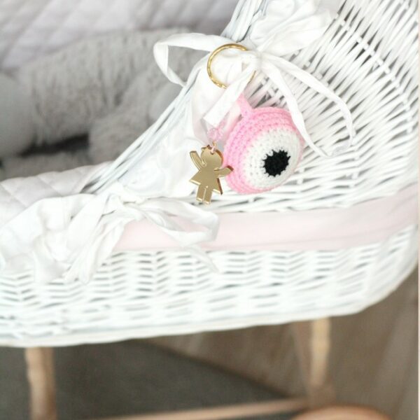 Charm Keyring Knitted Eye Pink Charm Keyring Knitted Eye Pink