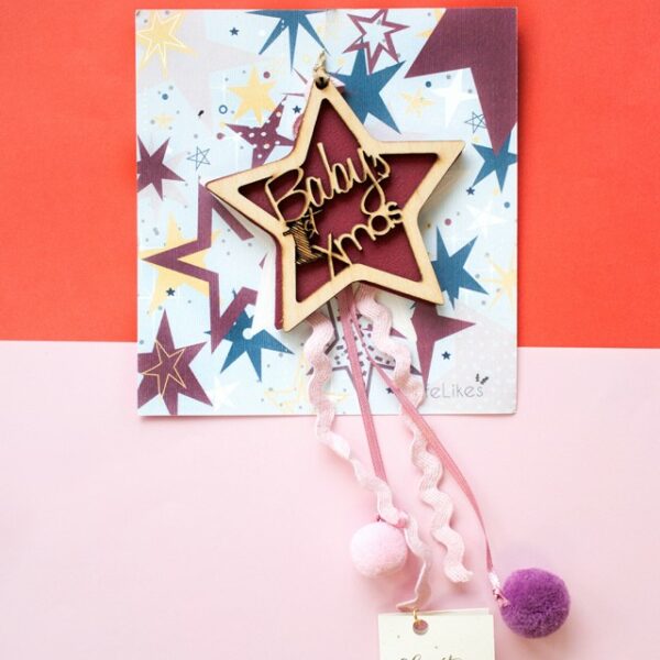 Γούρι Αστέρι Baby 1st Xmas Μπορντώ Γούρι Αστέρι Baby 1st Xmas Μπορντώ