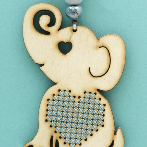 Baby Charm Embroidery Elephant Blue