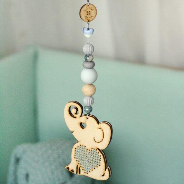 Baby Charm Embroidery Elephant Blue
