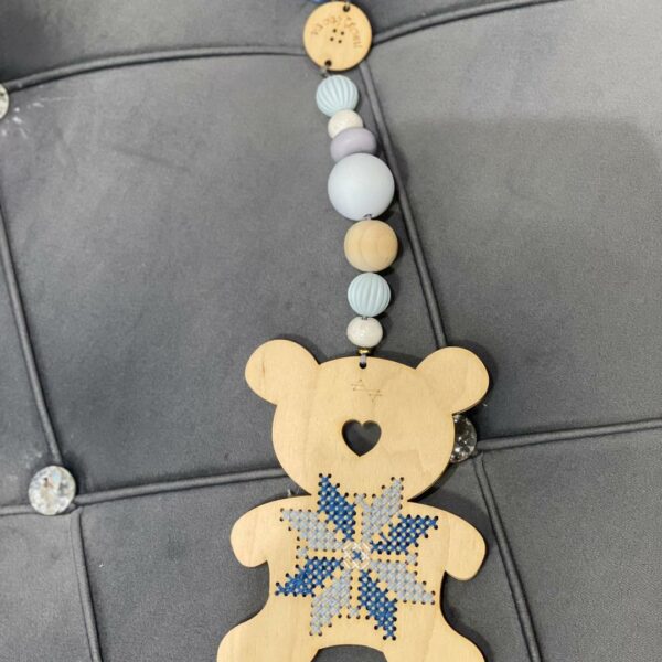 Baby Charm Embroidery Teddy bear Blue