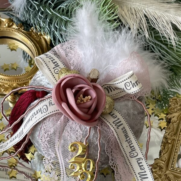 Γούρι βελούδινη κολοκύθα ασημί