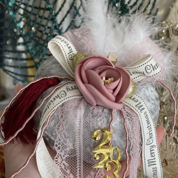 Γούρι βελούδινη κολοκύθα ασημί