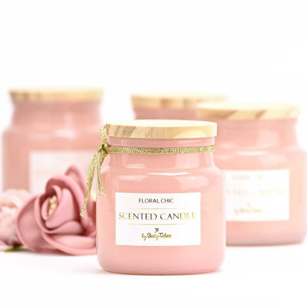 Pink floral chic candle favor Pink floral chic candle favor