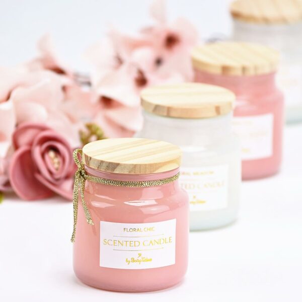 Pink floral chic candle favor Pink floral chic candle favor