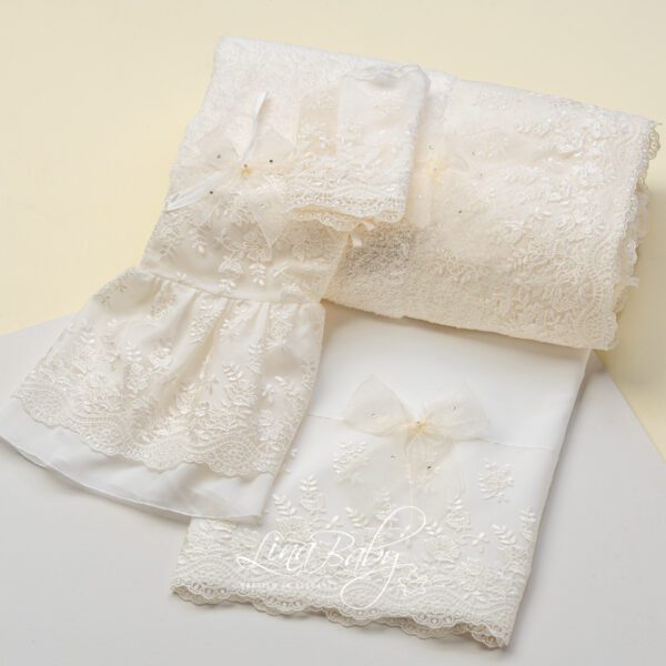 Luxury ”French Lace” christening cloth set Luxury ”French Lace” christening cloth set