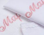 Personalize oilcloth set with embroidery of two names