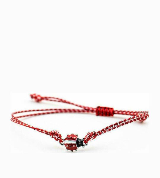 Handmade bracelet with steel ladybug Handmade bracelet with steel ladybug