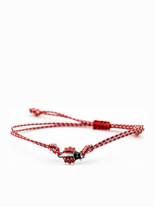 Handmade bracelet with steel ladybug