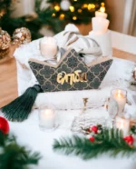 Γούρι Ξύλινο Καράβι με Κέντημα “Ελπίδα” Επιτραπέζιο