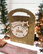 Ξύλινο Γούρι Μπάλα με Ευχή “Καλές Γιορτές Νονέ”