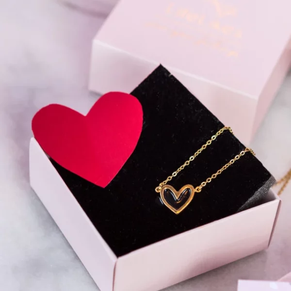 Κολιέ Καρδούλες Χρυσό Μπορντώ