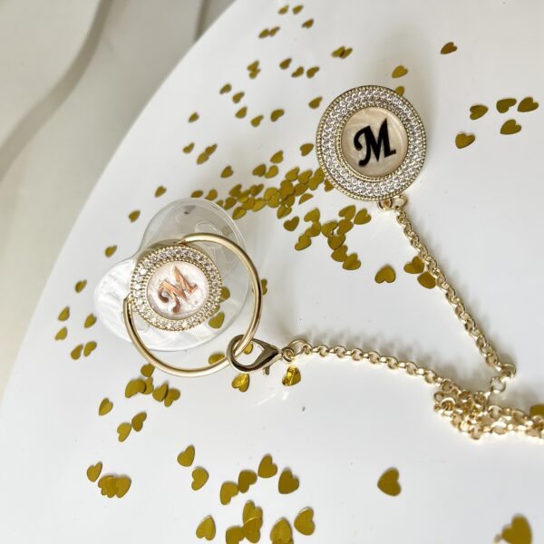 Πιπίλα Luxury Βάπτισης Λευκή Monogram