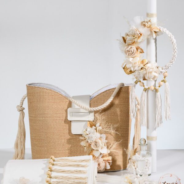 Set βάπτισης Boho circle Golden Leaves