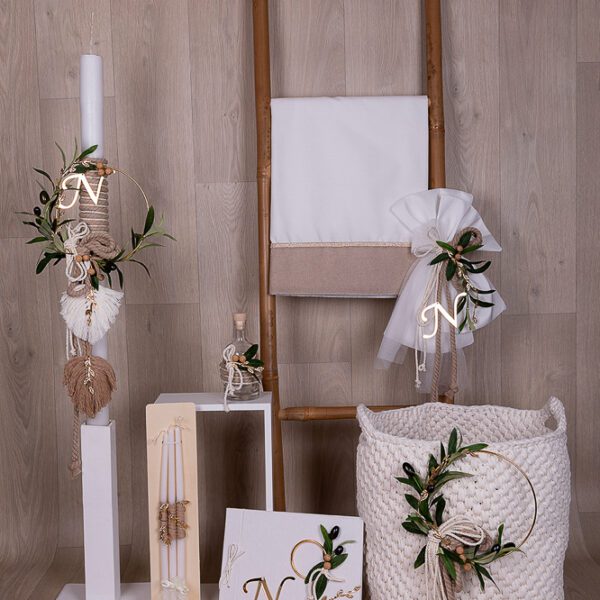 Baptism olive monogram