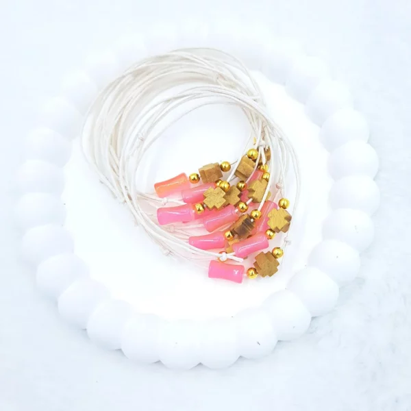 Μαρτυρικό βραχιόλι με ροζ χάντρα KYMI