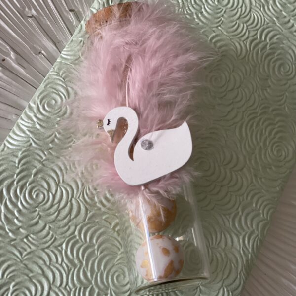 Μπομπονιέρα γυάλινος σωλήνας με κύκνο