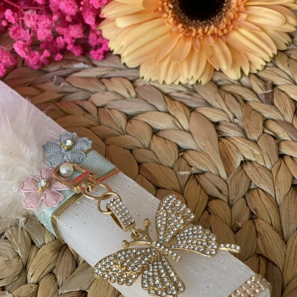 Λαμπάδα πεταλούδα με μπρελόκ