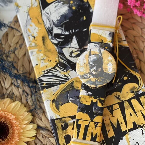 Σετ λαμπάδα & καμβάς ”Batman”