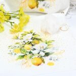 Μπομπονιέρα Σακίδιο πλάτης λεμόνια με λουλούδια μαζί με μπρελόκ