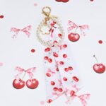 Μπομπονιέρα Charm με μαντιλάκι και πέρλες cherry