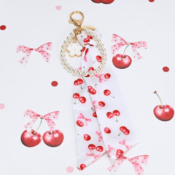 Μπομπονιέρα Charm με μαντιλάκι και πέρλες cherry