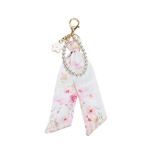 Μπομπονιέρα Charm με μαντιλάκι και πέρλες pink blossom