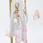 Μπομπονιέρα Charm με μαντιλάκι και πέρλες pink blossom