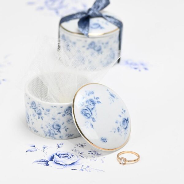 Μπομπονιέρα Μπιζουτιέρα από πορσελάνη blue flowers