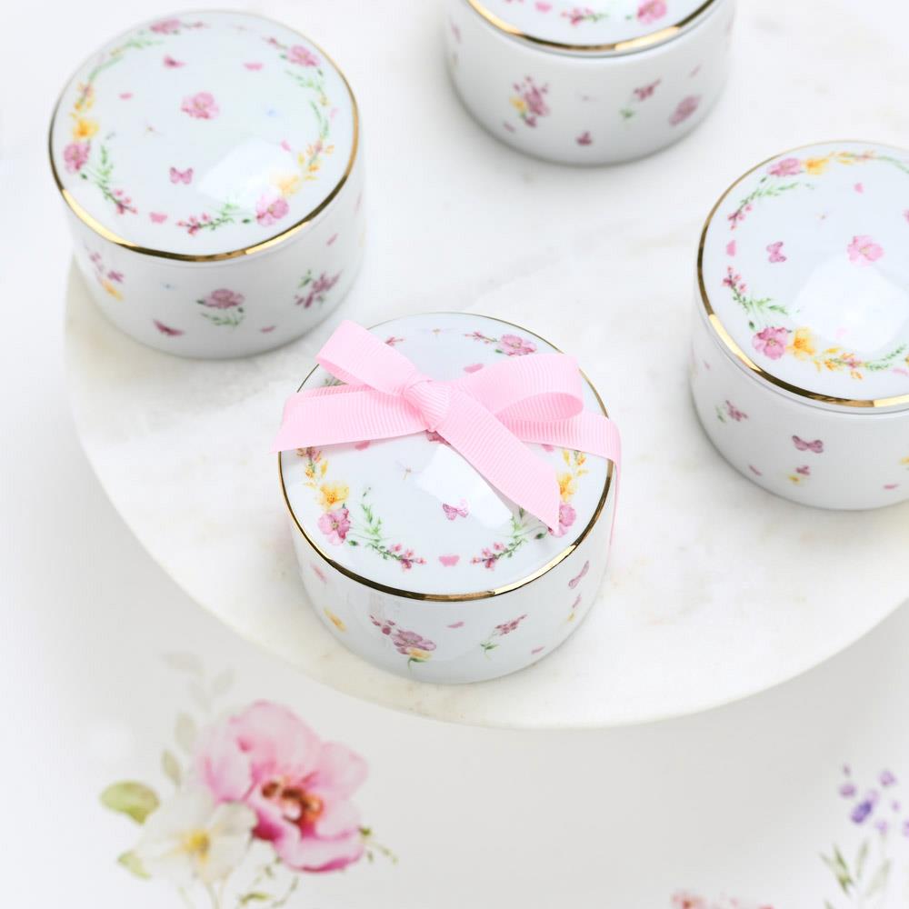 Μπομπονιέρα Μπιζουτιέρα από πορσελάνη pink fleur Μπομπονιέρα Μπιζουτιέρα από πορσελάνη pink fleur