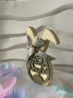 Ξύλινο διακοσμητικό ανοιξιάτικο-πασχαλινό κουνελάκι ”Καλό Πάσχα Νονέ”