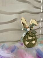 Ξύλινο διακοσμητικό ανοιξιάτικο-πασχαλινό κουνελάκι ”Καλό Πάσχα Νονέ”