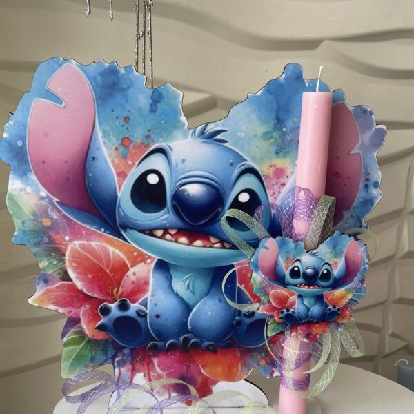 Set λαμπάδα και stand ”Stitch”