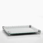 Ορθογώνιος γυάλινος δίσκος με καθρέφτη και glitter