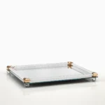 Ορθογώνιος γυάλινος δίσκος με καθρέφτη και glitter