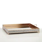 Ορθογώνιος μεταλλικός δίσκος με καθρέφτη και ασημένια στρασάκια