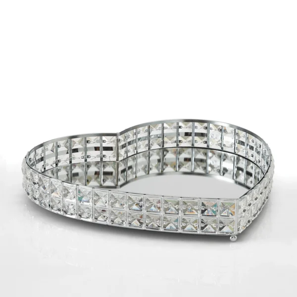 Δίσκος σε σχήμα καρδιάς με καθρέπτη και κρύσταλλα της