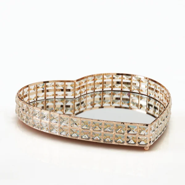 Δίσκος σε σχήμα καρδιάς με καθρέπτη και κρύσταλλα της