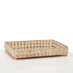 Ορθογώνιος μεταλλικός δίσκος με καθρέφτη και κρύσταλλα