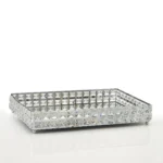 Ορθογώνιος μεταλλικός δίσκος με καθρέφτη και κρύσταλλα