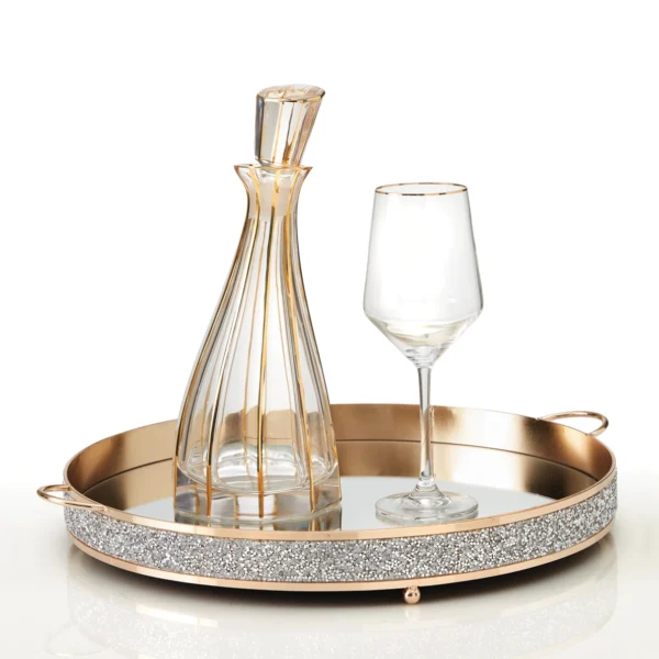 Σετ δίσκος με ποτήρι κρασιού και καράφα κρυστάλλινα