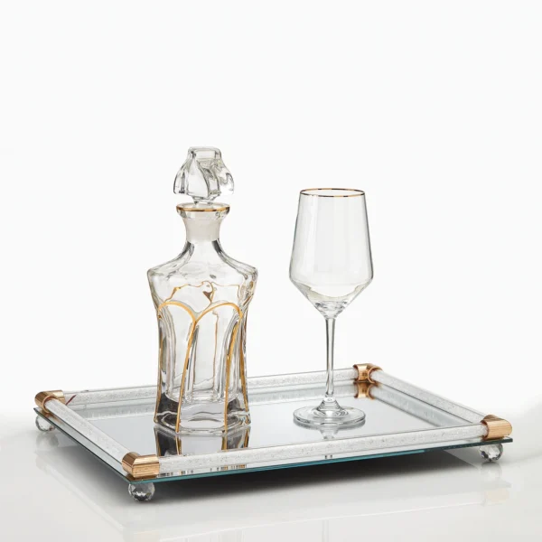 Σετ δίσκος με ποτήρι κρασιού και καράφα κρυστάλλινα