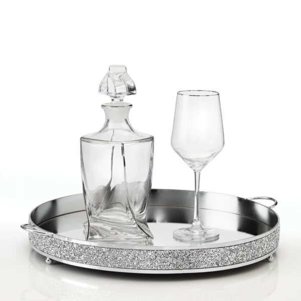 Σετ δίσκος με ποτήρι κρασιού και καράφα κρυστάλλινα