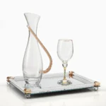 Σετ δίσκος με ποτήρι κρασιού και καράφα κρυστάλλινα
